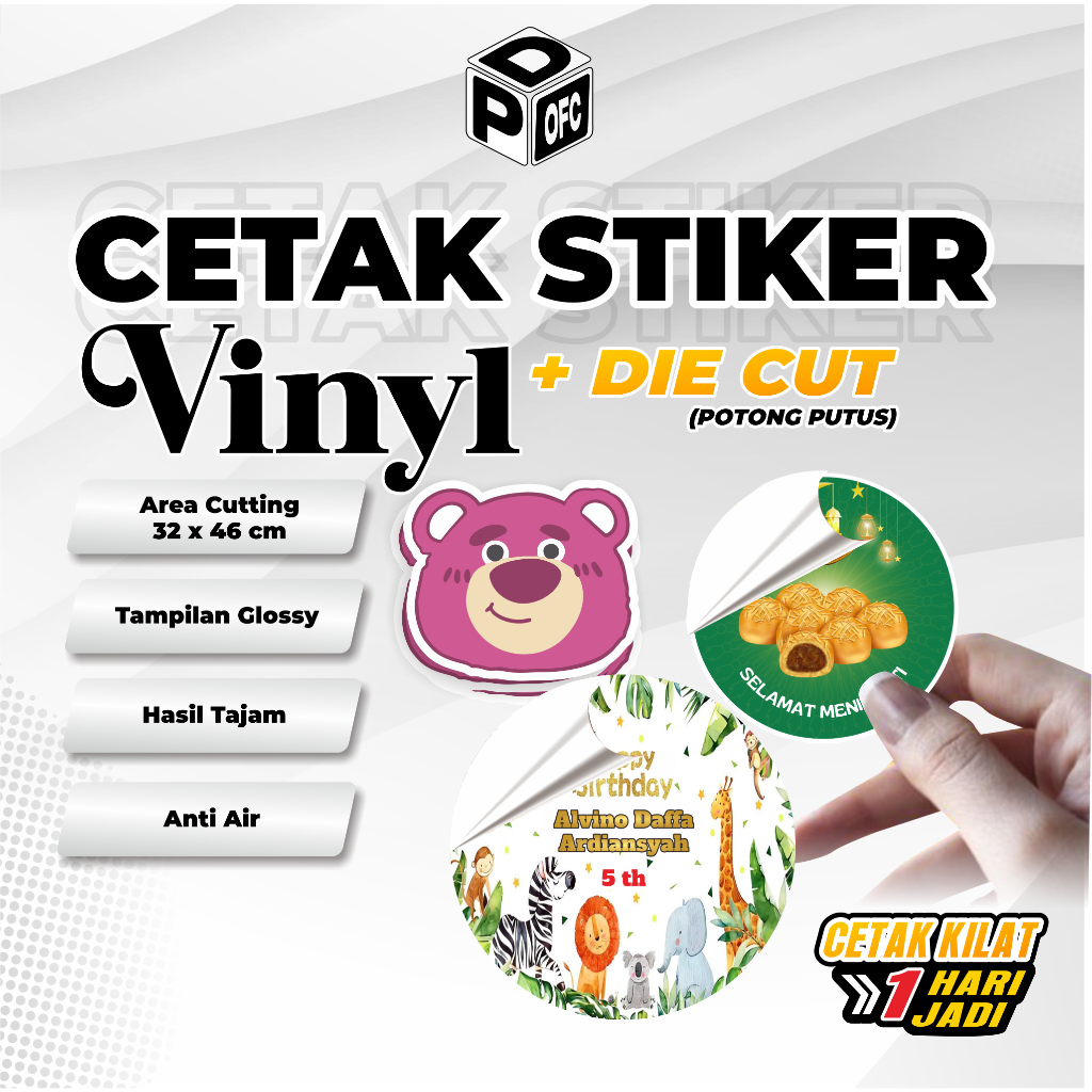 

CETAK STIKER A3+ VINYL DIE CUT | STIKER VINYL CUTTING POTONG PUTUS | STIKER TRANSPARAN