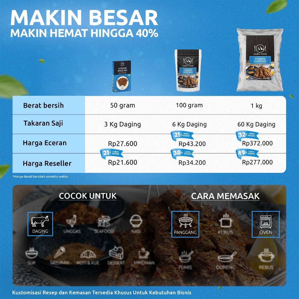 

Bumbu Uyghur Spice Mix Sehat Tanpa MSG, 100% Rempah MurniCairoFood