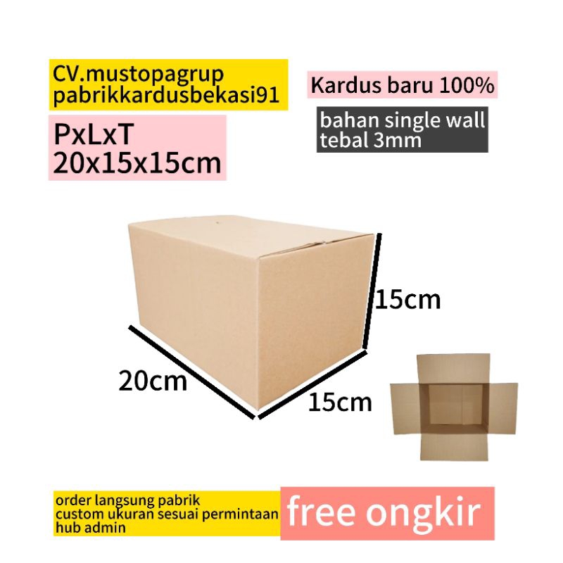 

kardus packing 20x15x15cm tebal 3mm bungkus pempek