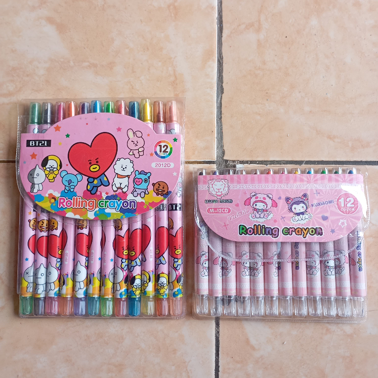 

Crayon Putar 12 Warna / Oil Pastel Set 12pcs / Crayon Mewarnai Anak Full colour original