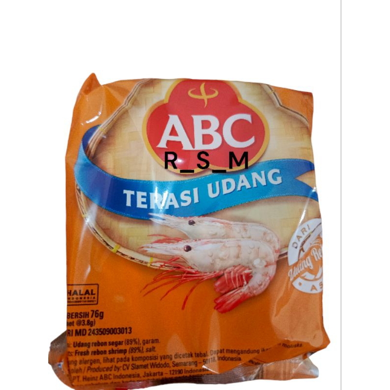 

Terasi udang abc 1 pack isi 20 sachet 3.8gram