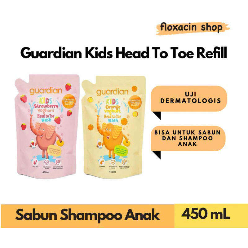 Guardian Kids Head To Toe Refill 450 mL Yogurt / Sabun Shampoo Mandi Cair Anak Wangi / Guardian Kids