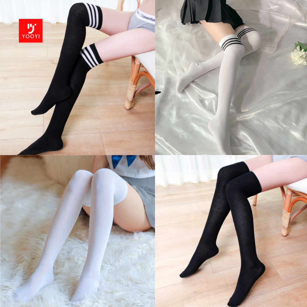 Yooyi Kaos Kaki Wanita Katun Panjang Sepaha Atas Lutut Sexy Model Overknee Socks / Kaos Kaki Cosplay