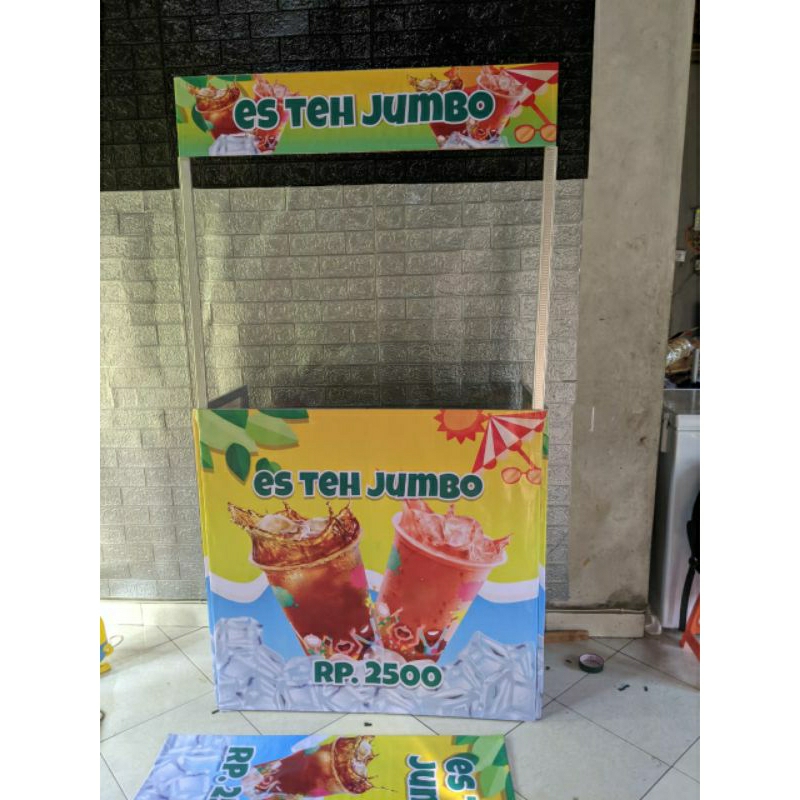 Booth Portable Meja Lipat Standing Jualan Es Teh Jumbo