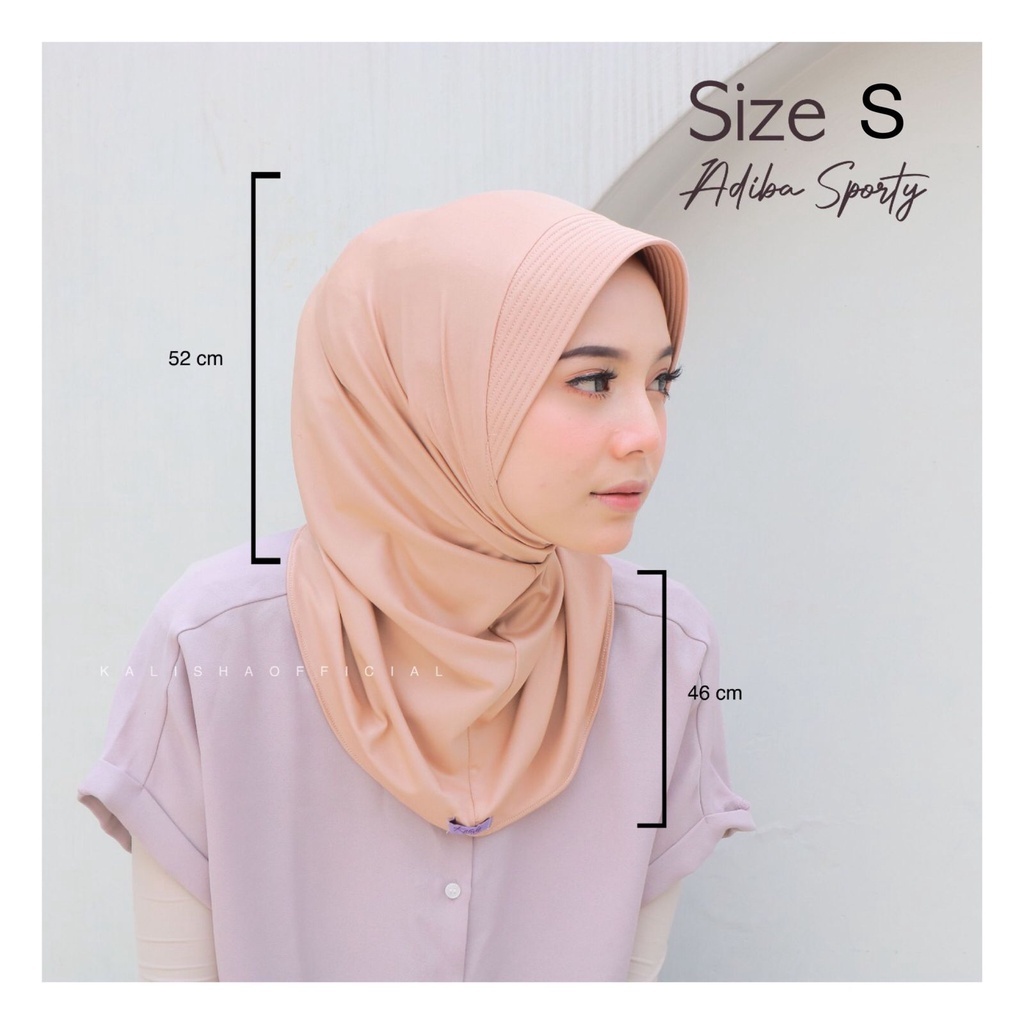 Adiba Hijab Sport Pendek Bergo Hamidah Kerudung Sporty Jersey Premium Hijab Instan Ukuran S Jilbab O