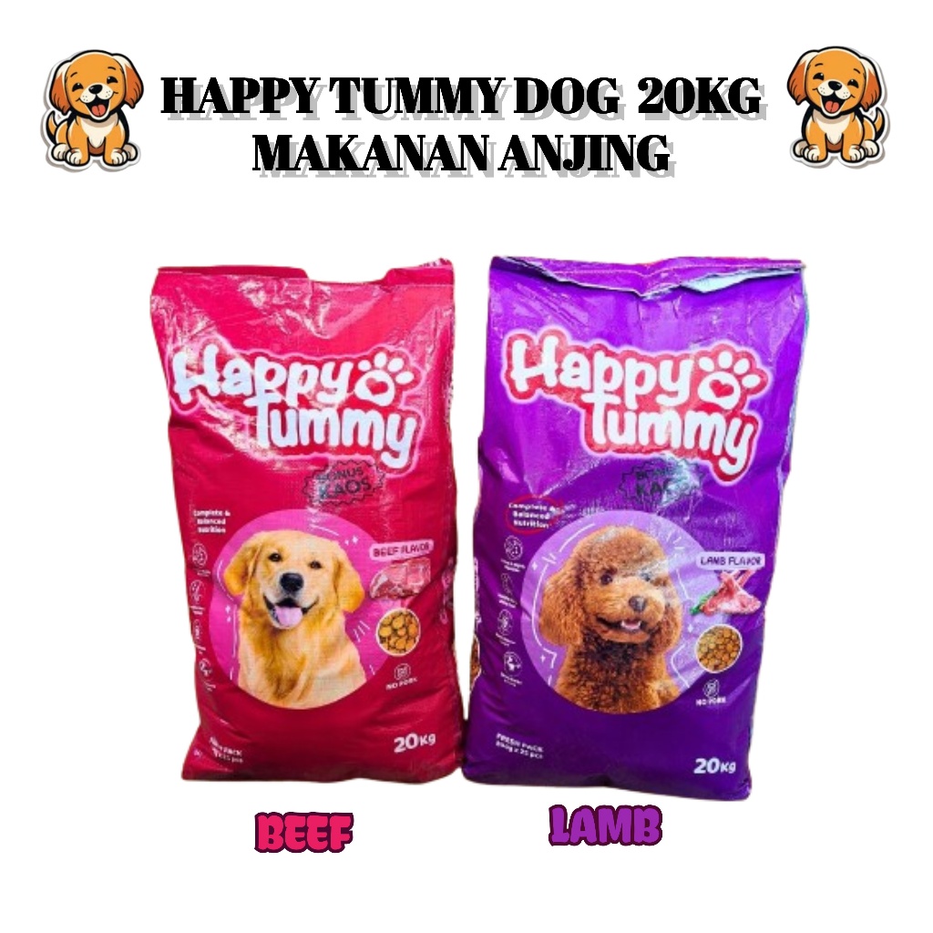 Makanan Anjing Happy Tummy Dog Food 20kg 20 kg Beef Lamb Kering Dewasa