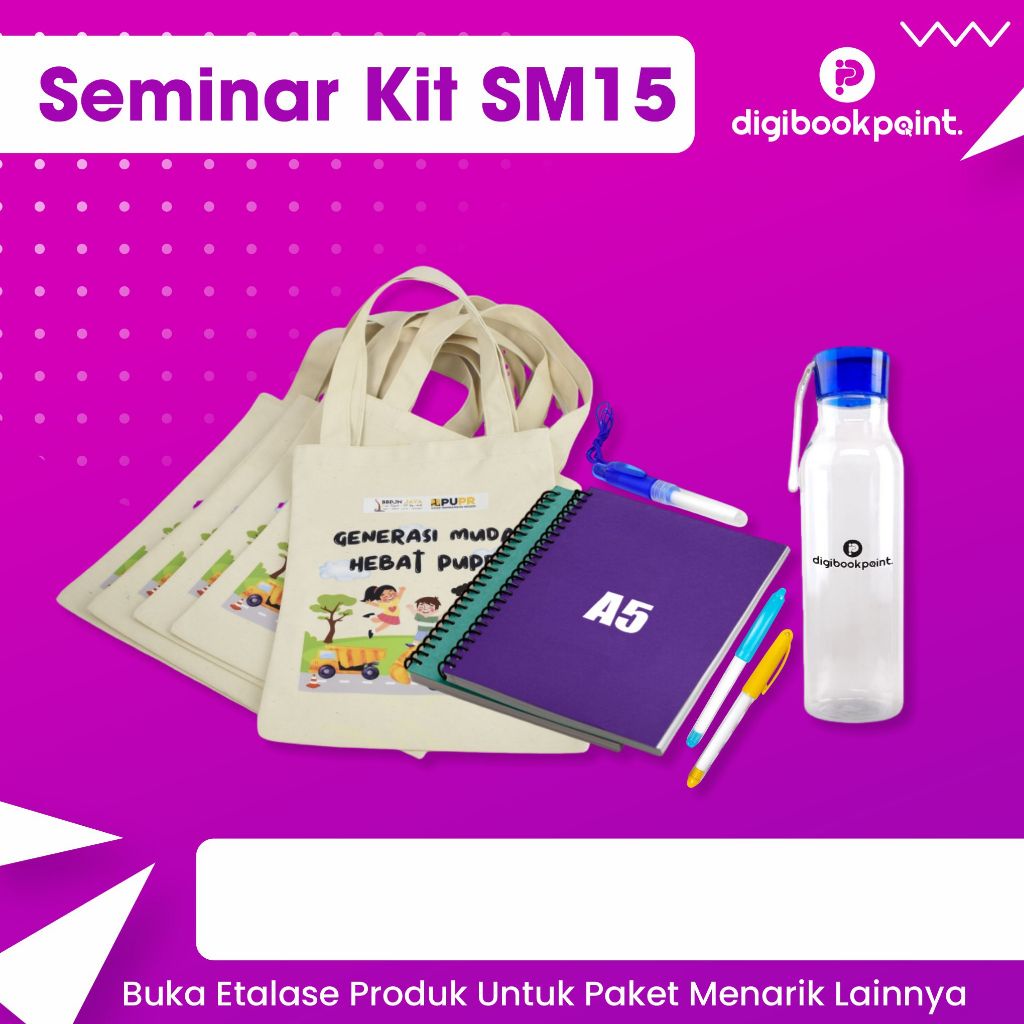 

Souvenir Seminar Isi Tas Blacu, Tumbler Colada, Notebook A5, dan Boss Jell - Custom Desain