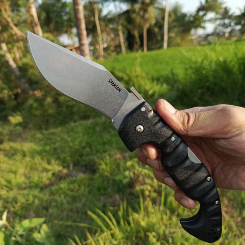 Cold Steel 21ST Spartan Folding Kopis Knife 4.5" Japanese AUS-10A Stonewashed Blade, Griv-Ex Handles