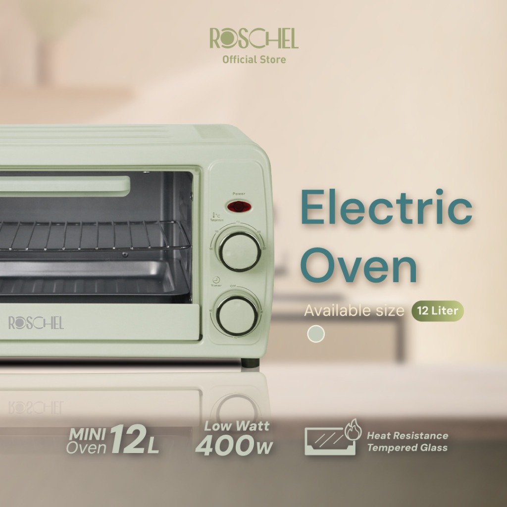Roschel Electric Oven Kapasitas 12 L 12L 12-L ROV120 ROV 120 Mini Oven Mini Low Watt 400 W Hemat Lis