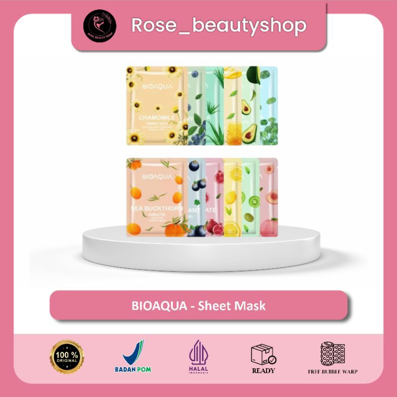 BIOAQUA Sheet Mask Brightening Moisturizing Skin Care - Masker Sheet Muka Glowing - Masker Sheet Bio