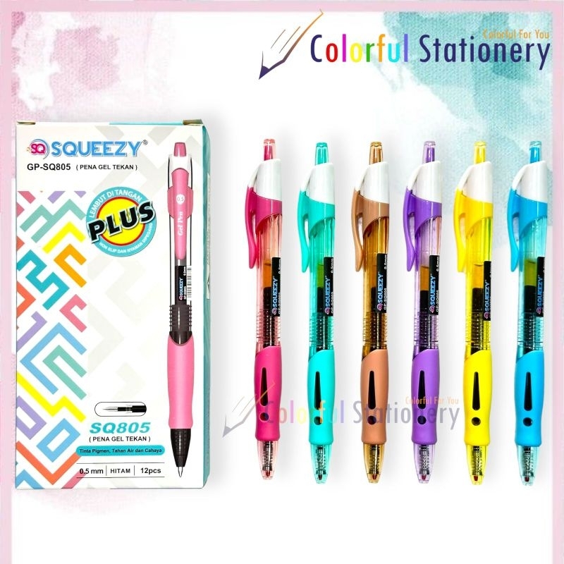 

Pulpen / Ballpoint / Pen Gell Squeezy GP - SQ805 (12 Pcs)
