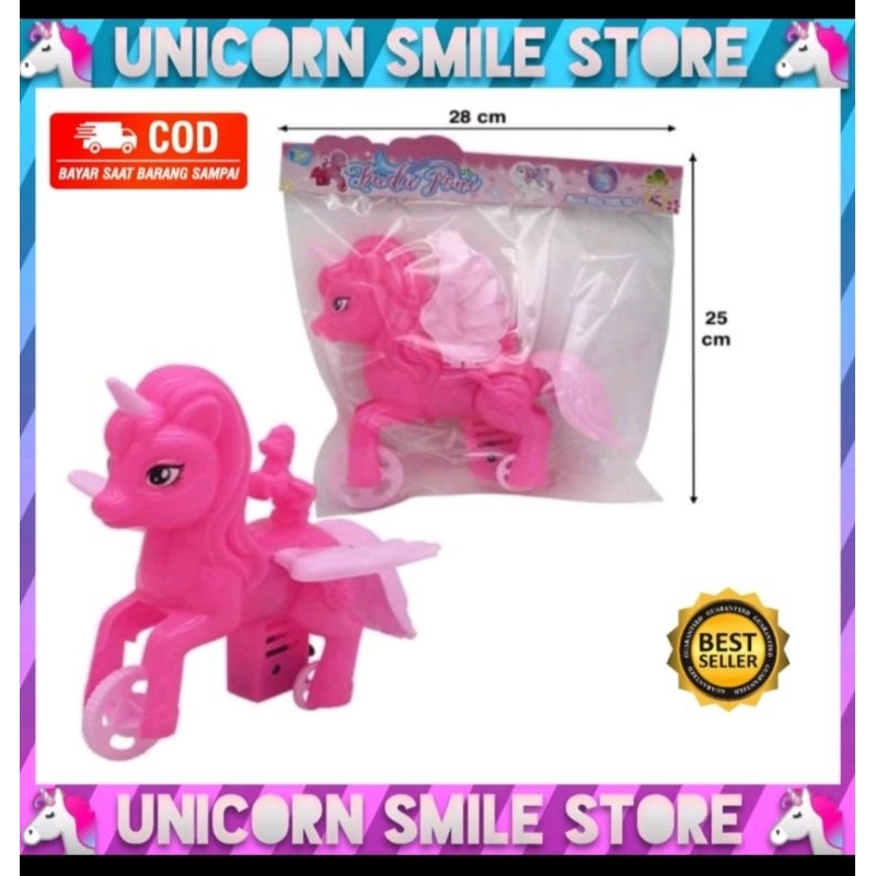 ( BISA COD ) PROMO Mainan Anak Kuda Poni Jalan Bunyi Kring Kring Di tarik Berjalan Mainan Anak Kuda 