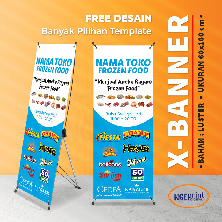 [Bahan Luster Premium] Cetak XBanner Free Design Murah Premium / XBanner Khitan Custom Ukuran 60x160