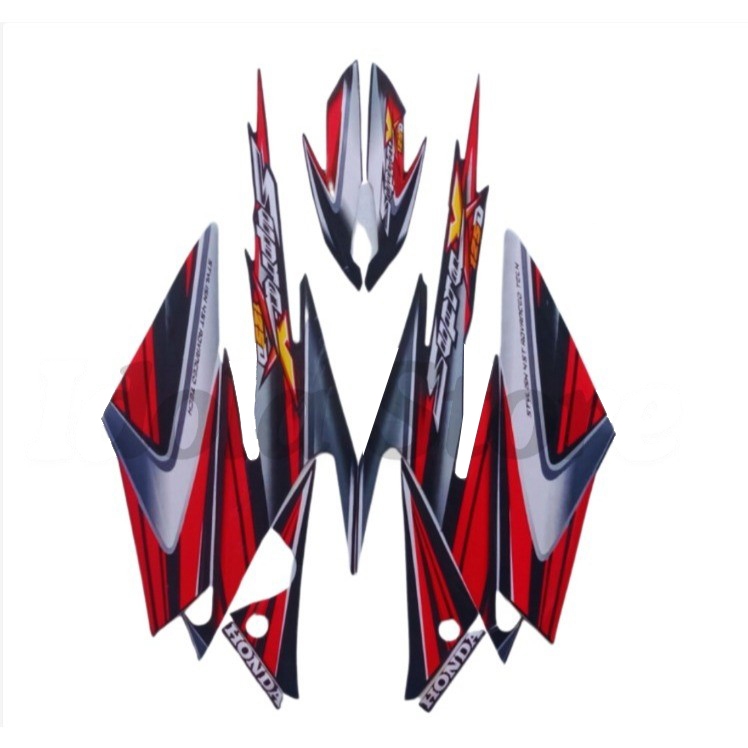 Stiker Striping List Body Supra X 125 D 2006 MErah Htam Standar Motor Honda Supra X 125 D 2006