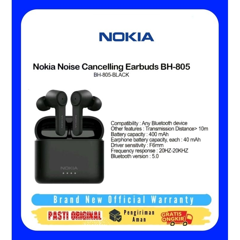 Nokia BH 805 ANC In Earbuds Bluetooth Original Garansi Resmi