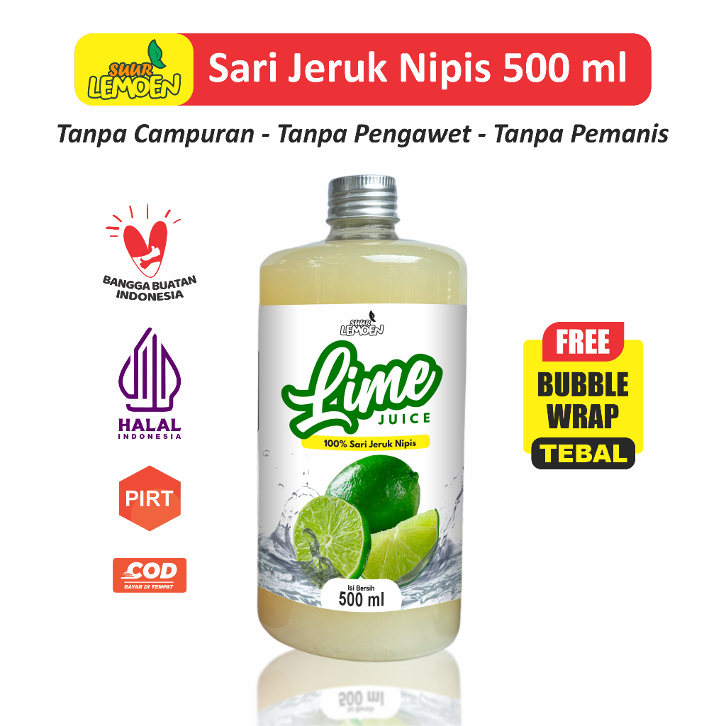 

Suur Lemoen - Sari cuka Jeruk Nipis Murn Aslii / Pure Lime Juice 500ml Original Banyak Manfaat By Harumlemon