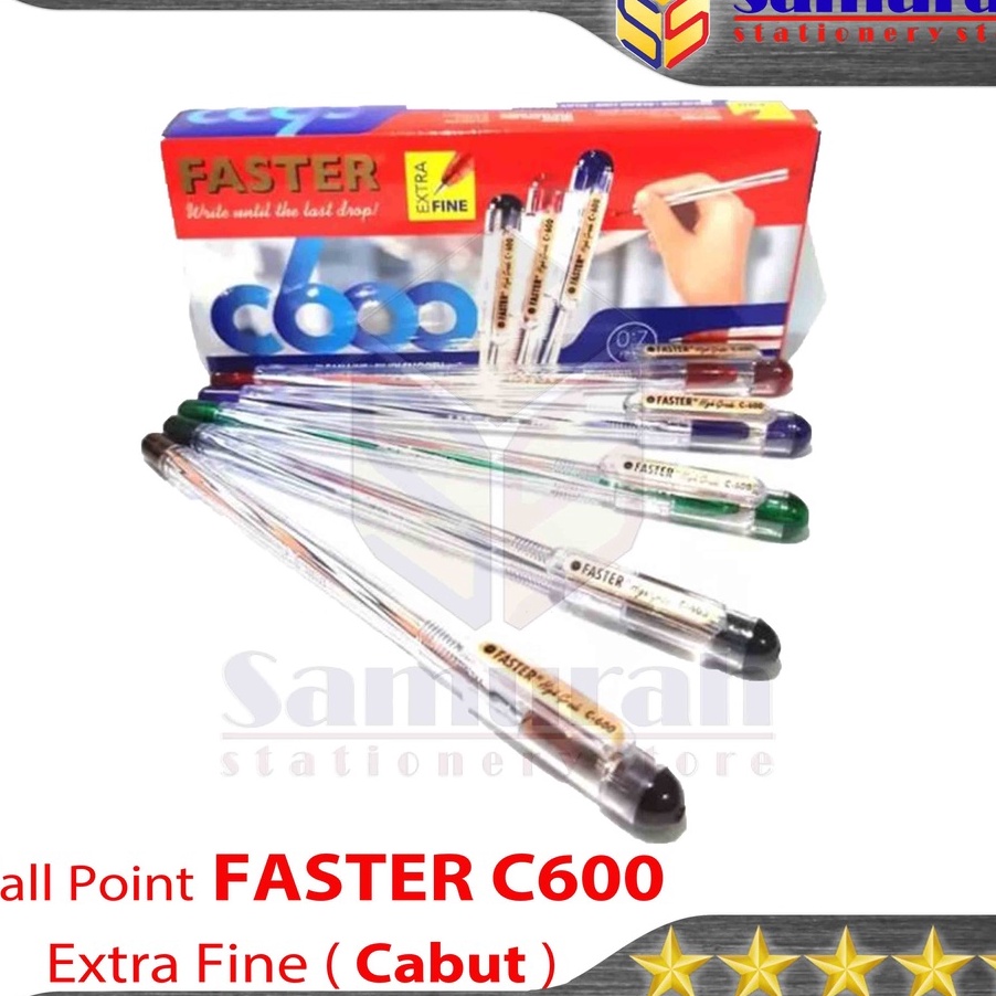 

MURMER Ballpoint FASTER C6 Extra Fine Point 7 mm Pulpen Cabut C 6 isi 12 Pcs Pen Cabut Warna Hitam Biru