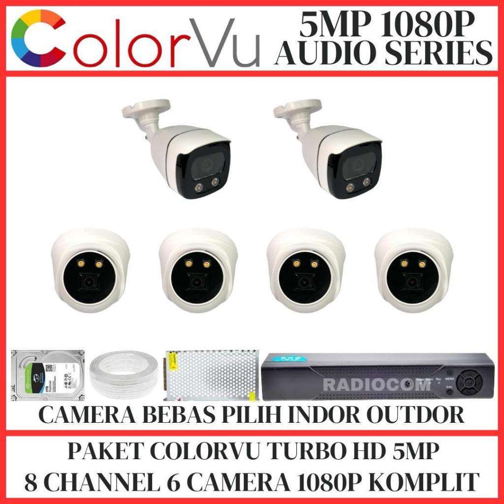 paket cctv colorvu 8 channel 6 camera 5mp 1080p turbo hd full color kamera cctv siang malam warna au