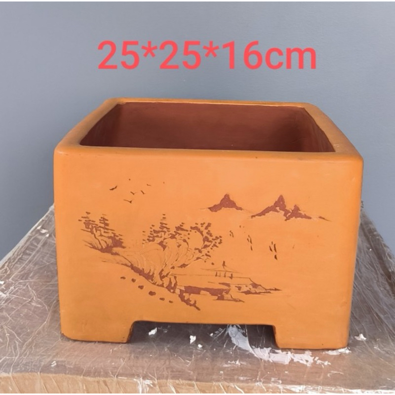 Authentic Yixing Zisha HandMade Square Fine Bonsai Pot