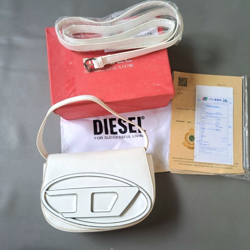 preloved tas diesel putih / tas wanita jinjing selempang pesta kondangan