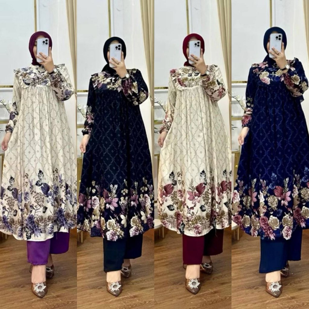 ZB- One SET Milea Setelan Tunik Celana Setelan Wanita Baju Wanita Atas bawah Terbaru Setelan Wanita 