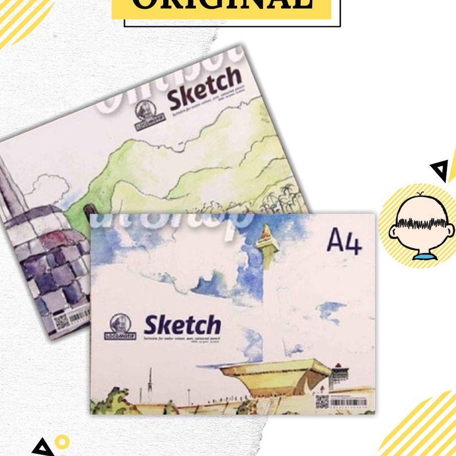 

MURAH MERIAH Buku Gambar Sketsa A4 Locomotif 25 lembar utk Cat Air Pensil Pen Sketch Book
