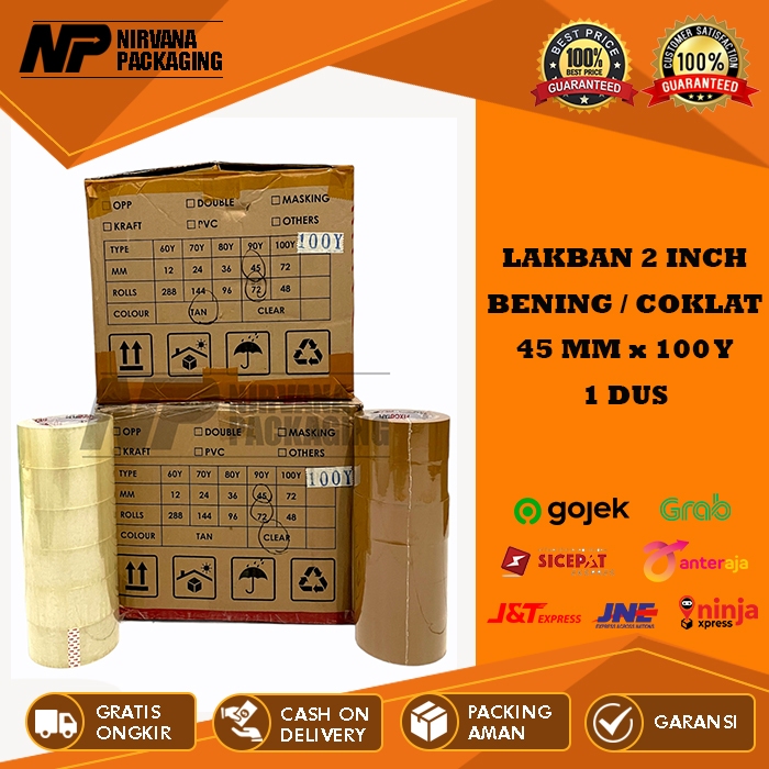 

LAKBAN BENING & COKLAT 2 INCH - 45 MM X 100 YARD FULL KUALITAS DAIMARU 1 DUS