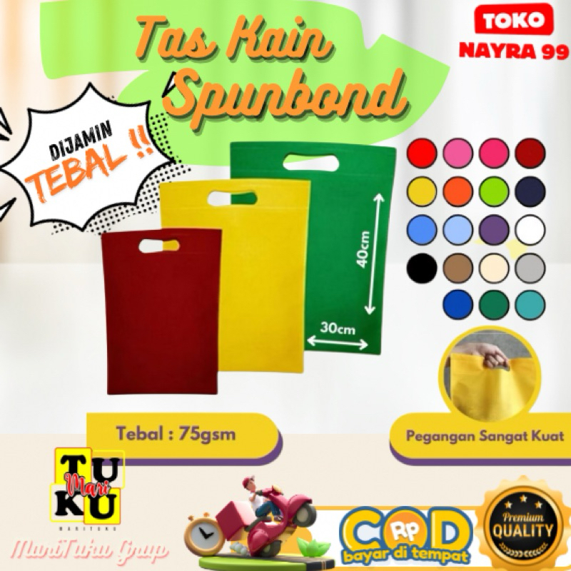 

Tas kain spunbond 20pcs bahan tebal 75-80gsm 30x40