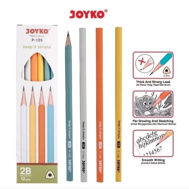

Pensil 2B Joyko P-125 Triangular Grip Harga Per Lusin 12 Pcs