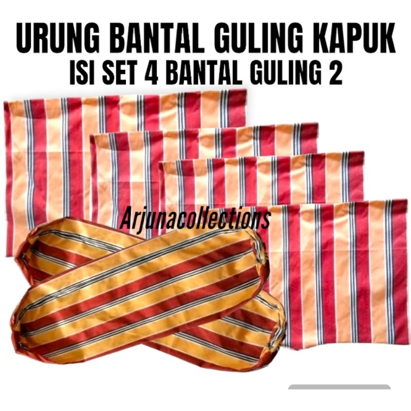 Urung Bantal Guling Salur Garis Garis/ Kulit bantal / Daleman bantal guling isiaan Kapuk / Dakron