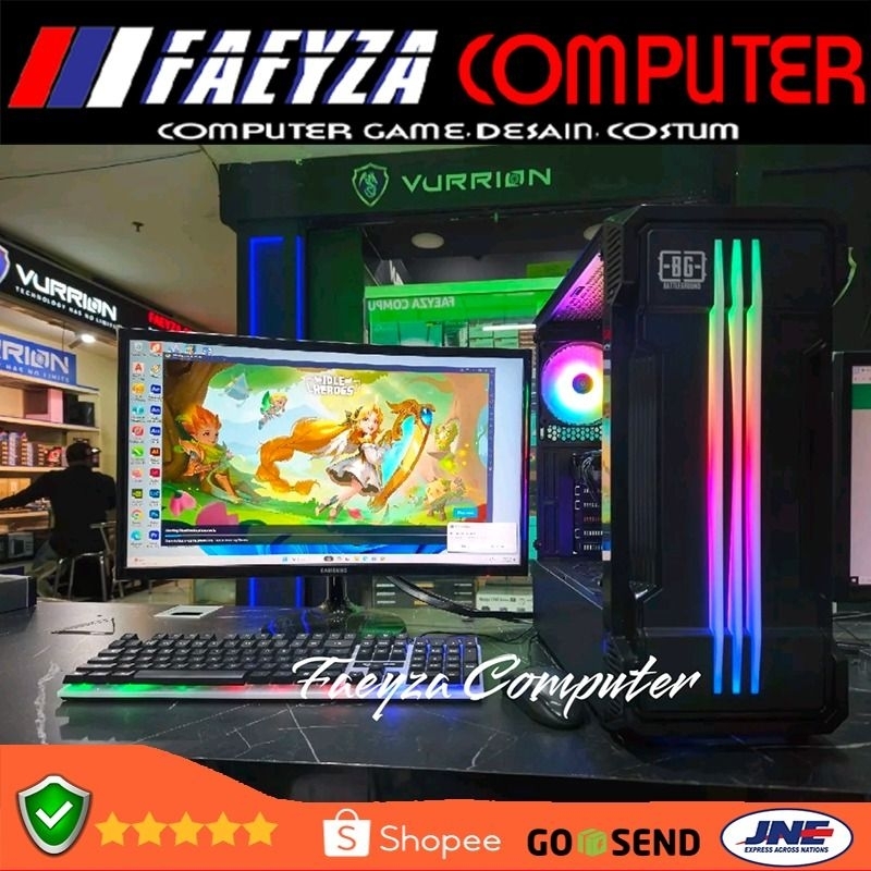 PC Gaming AMD Ryzen 5 5500 Vs GTX 1050ti 4GB LENGKAP LED 24"