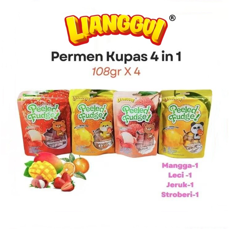 

【Halal】LIANGGUI PAKET KOMBO 4 RASA PERMEN LUNAK VIRAL I PEELED STROBERI I PEELED MANGGA I PEELED JERUK I PEELED LECI I PERMEN VIRAL KUPAS