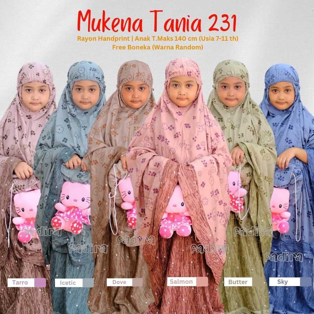 Mukena Anak + Tas Boneka / Bahan Rayon Handprint