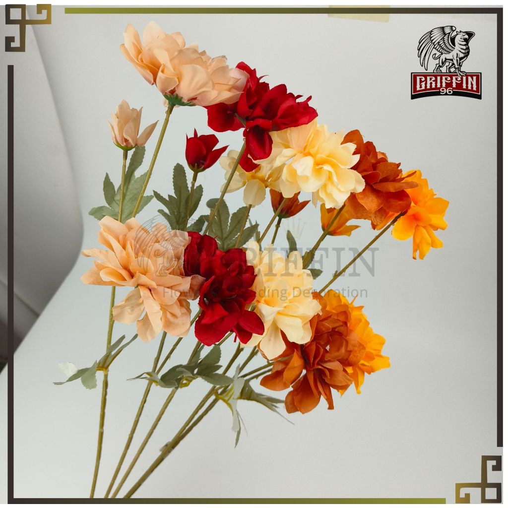 GRIFFIN-BUNGA SEMANGGI SAKURA TANGKAI PANJANG BAHAN KAIN IMITASI UNTUK HIASAN SUDUT RUANGAN DEKORASI