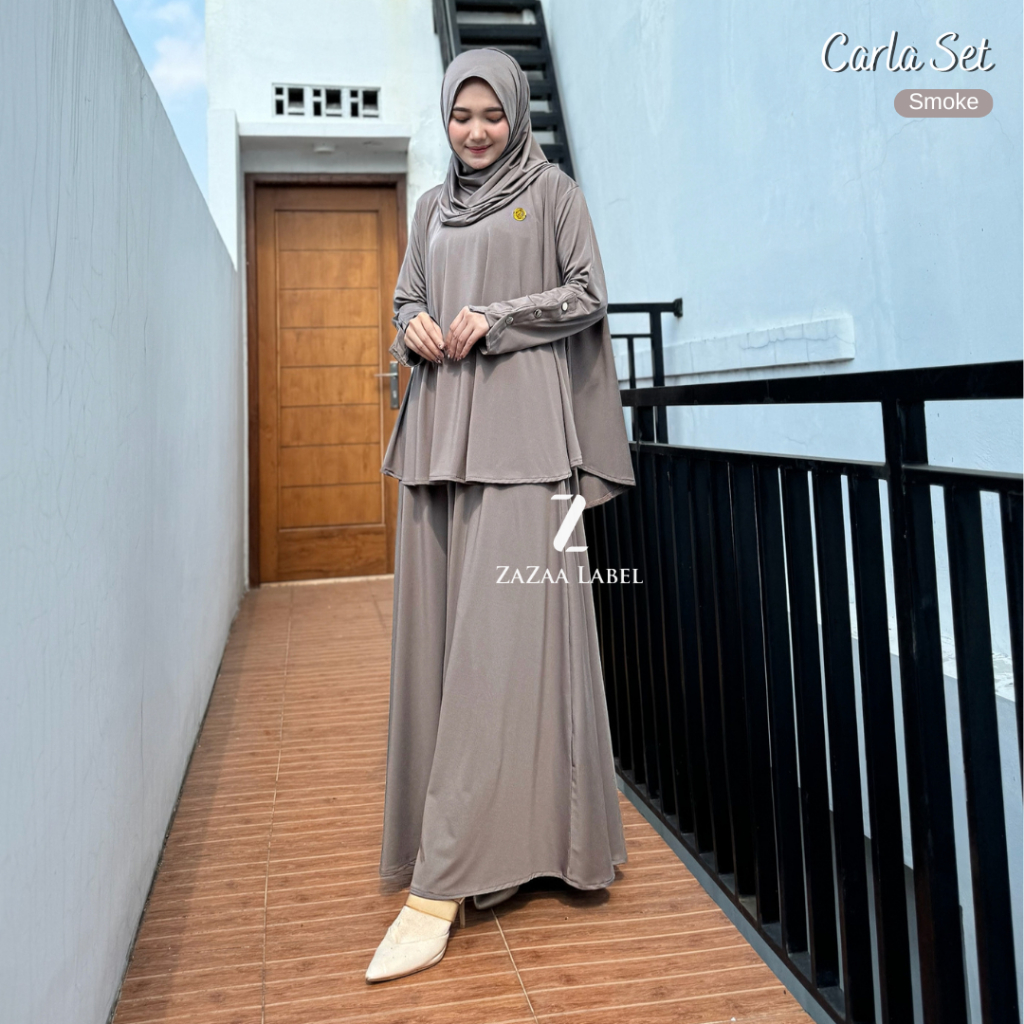 Zazaa Label - Carla Set Rok Jersey Hijab Pashmina Polos Model Oversize Wanita