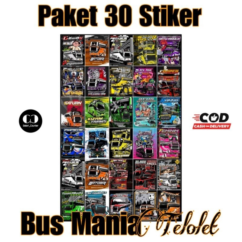 

PAKET 30 STIKER BUS MANIA TELOLET