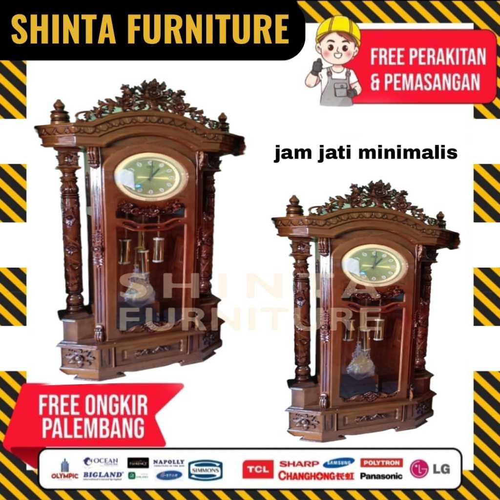 jam jati lemari sudut jati milimalis jam besar kayu jati furniture palembang