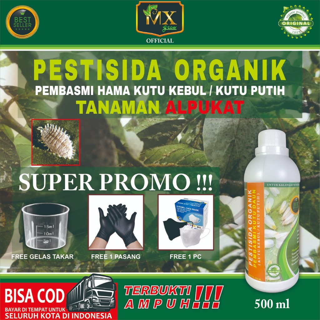 Pestisida Organik Pembasmi KUTU DAUN ( Kutu Kebul / Kutu Putih ) Untuk Tanaman ALPUKAT 500 ml