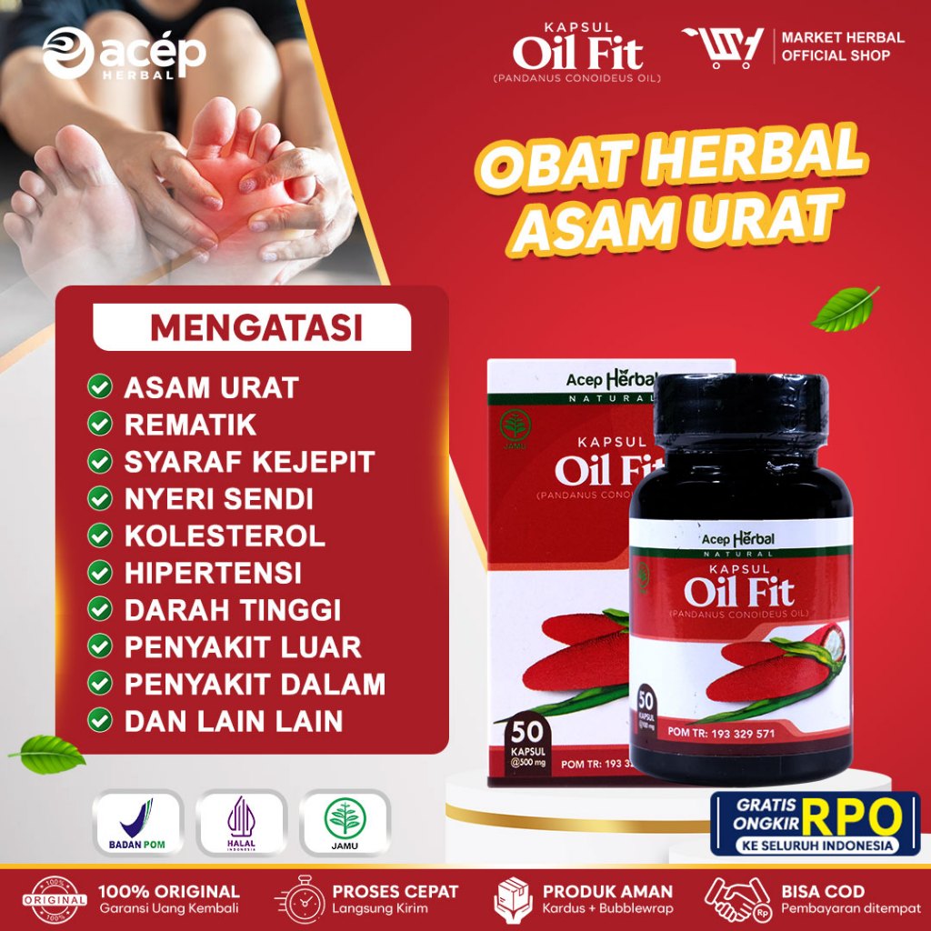 Obat Asam Urat Saraf Kejepit Nyeri Sendi Kolesterol Dengan OilFit Ekstrak Buah Merah Papua ASLI