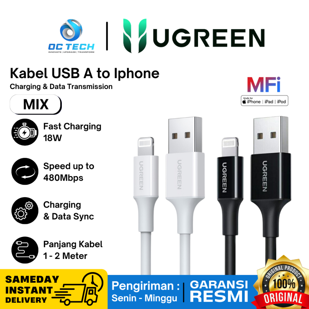 UGREEN Kabel USB A to Iphone Lightning USB 2.0 CABLE MFI USB to Lightning Iphone Ugreen US155 US199
