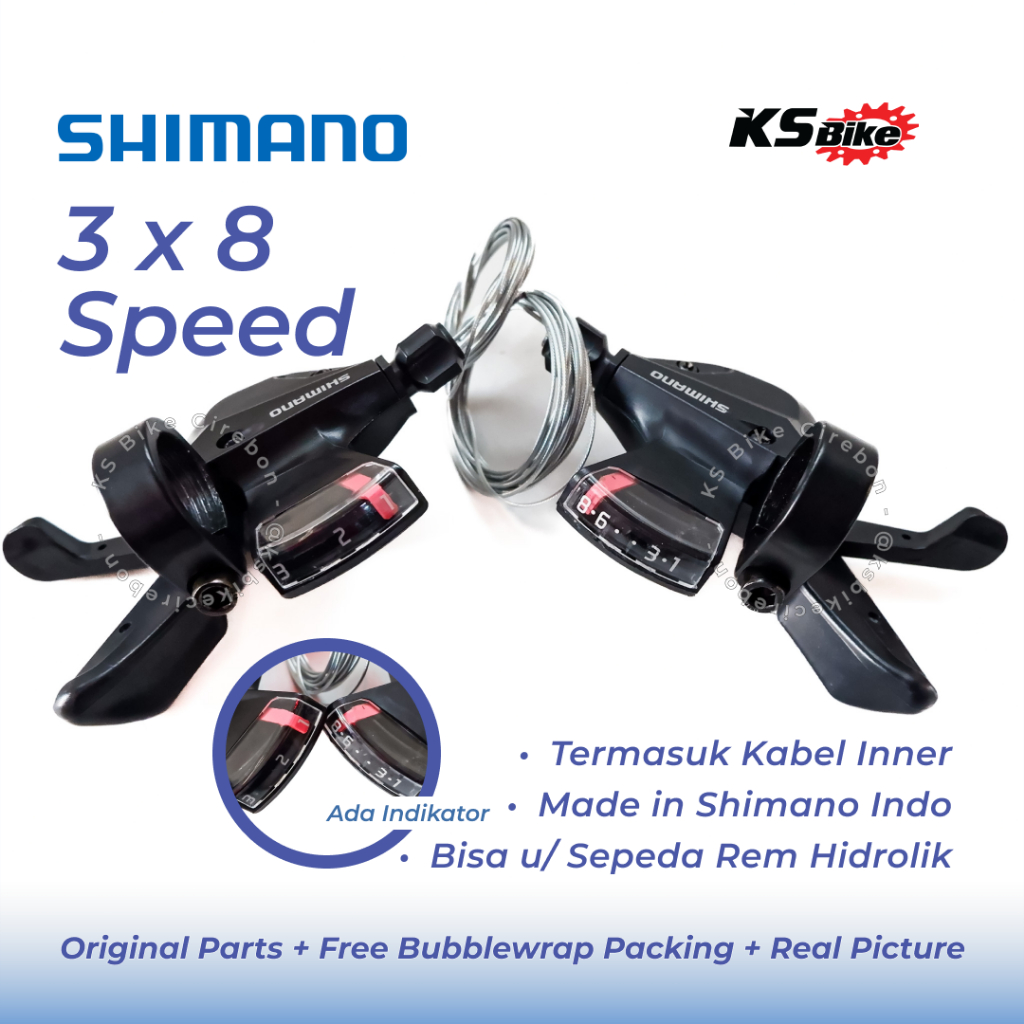Shifter Shimano Kiri Kanan 3 Speed x 8 Speed Operan Gigi Sepeda Gunung - Shifter Sepeda Rem Hidrolik