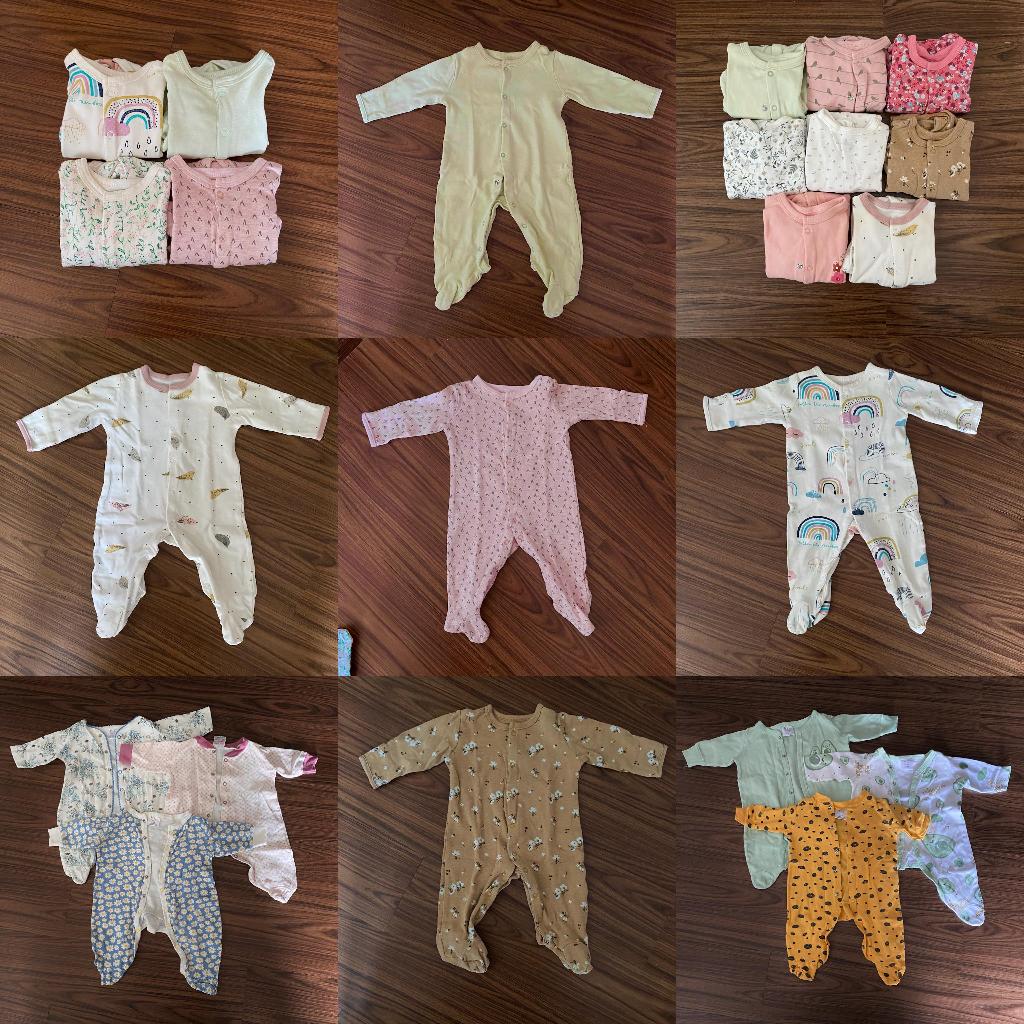 Preloved Sleepsuit Bayi Perempuan Size 0-3m, 3-6m, 6-9m & 9-12m (Mamas Papas, Little Duck, Velvet Ju