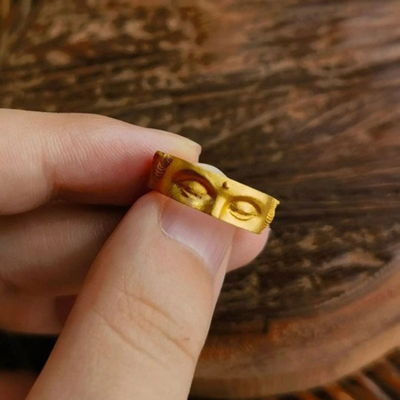 Cincin Wajah Buddha / Creatiev Design Buddha Face Metal Opening Ring for Women Men Vintage Buddhist 