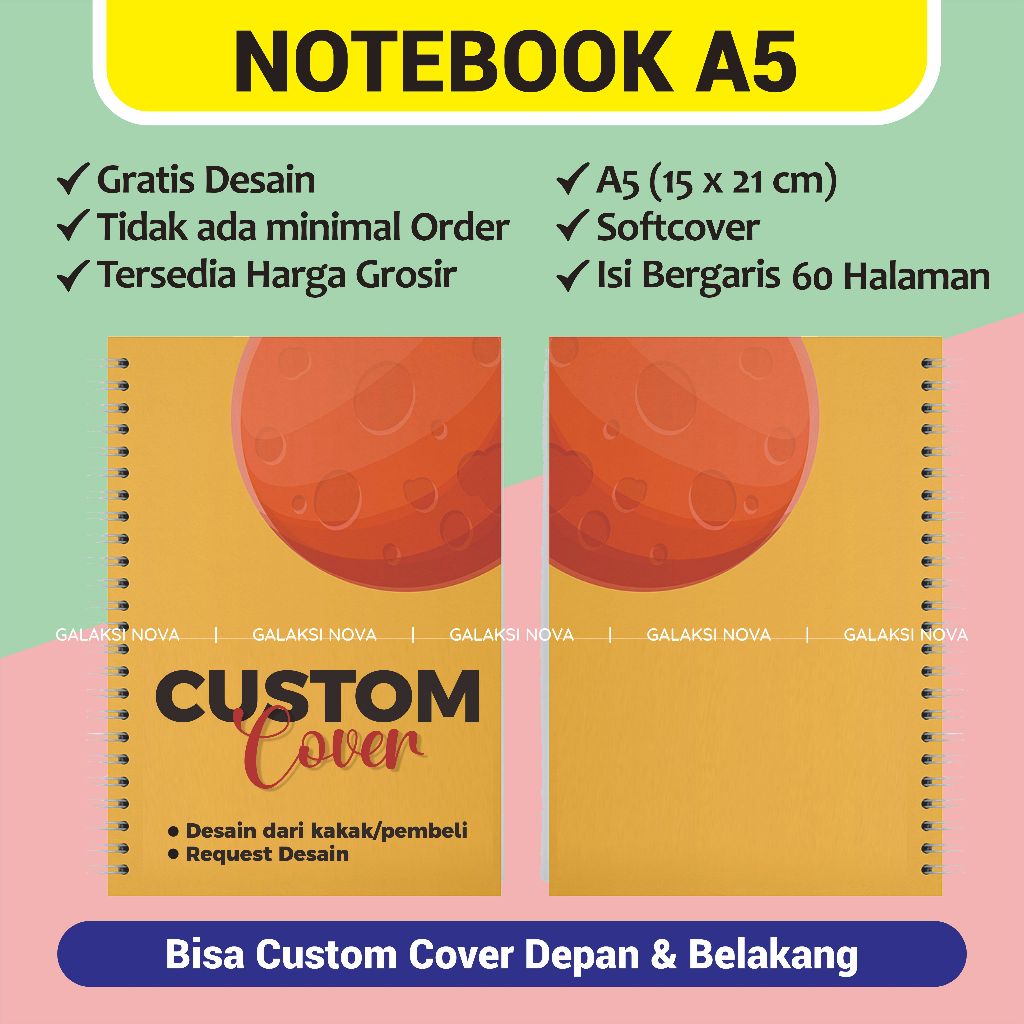 

NOTEBOOK A5 SOFTCOVER GARIS 60 HALAMAN | NOTEBOOK SEMINAR SEKOLAH KANTOR CUSTOM DESAIN | NOTEBOOK CUSTOM GRATIS DESAIN | CETAK BUKU A5 CUSTOM | BUKU CACATAN KERJA | NOTEBOOK SPIRAL MURAH | NOTEBOOK REQUEST DESAIN | NOTEBOOK CUSTOM REQUEST A5 A6