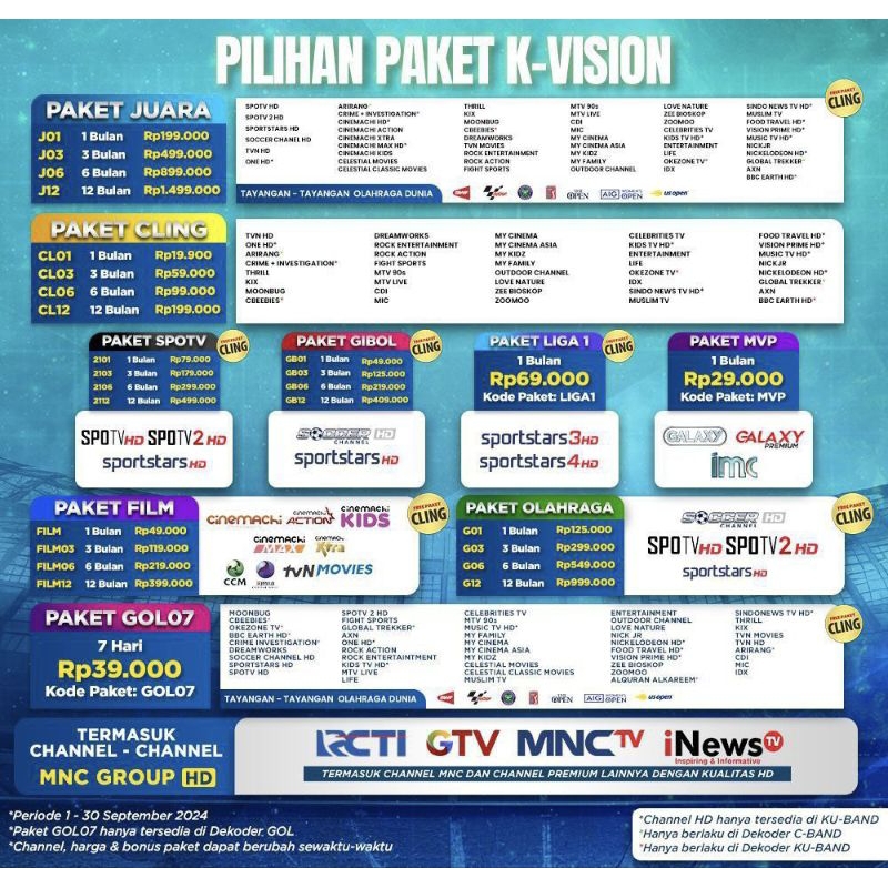 Paket K-Vision Bromo Gibol Spotv Film Olahraga Juara KVision Bromo