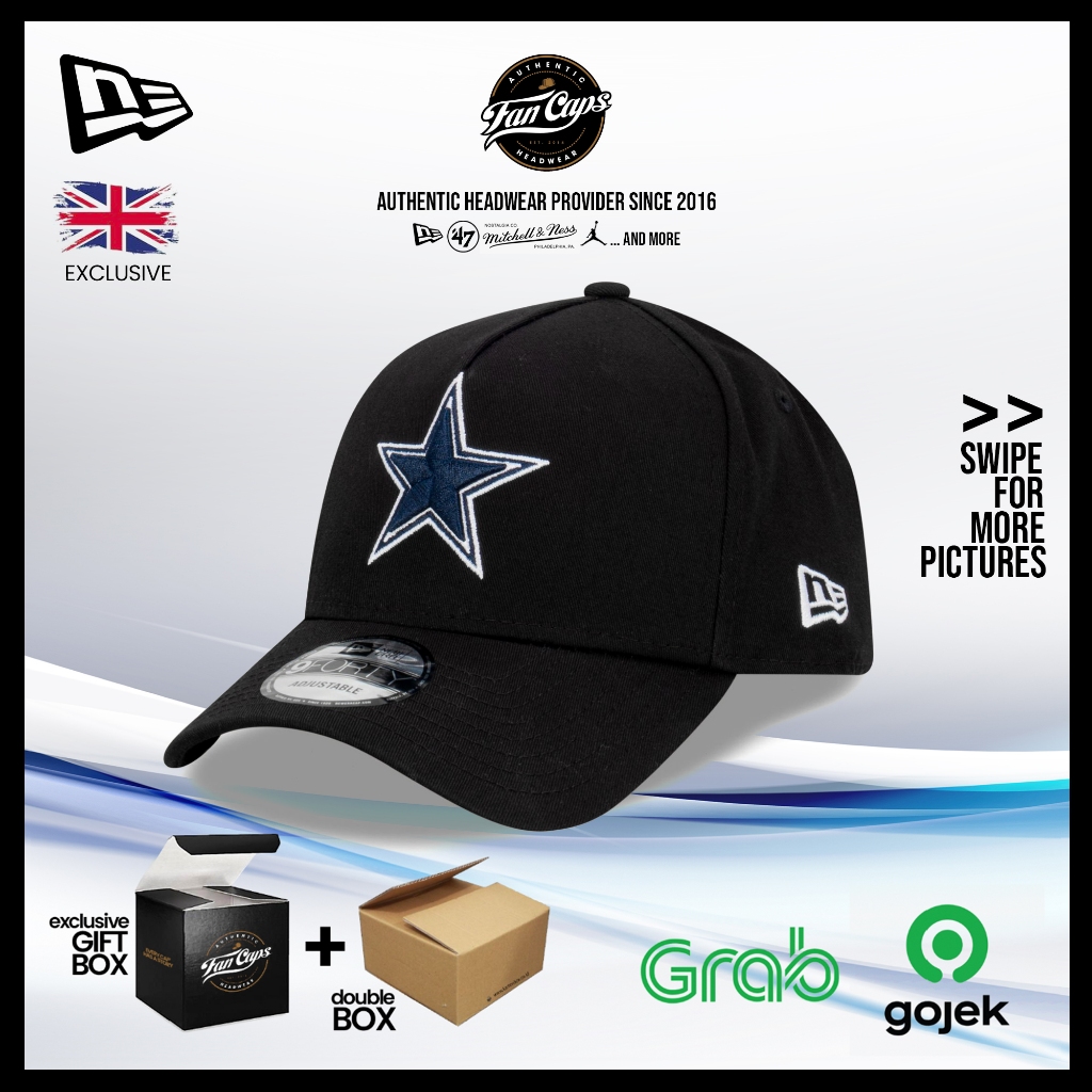 Topi New Era Original NFL Dallas Cowboys A-Frame Snapback warna Hitam | FREE GIFT BOX