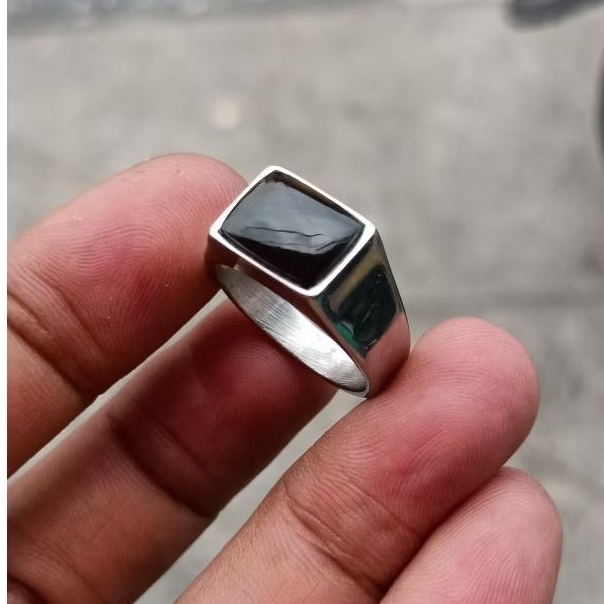 cincin Batu akik Yaman habasyi natural asli body kotak lintang