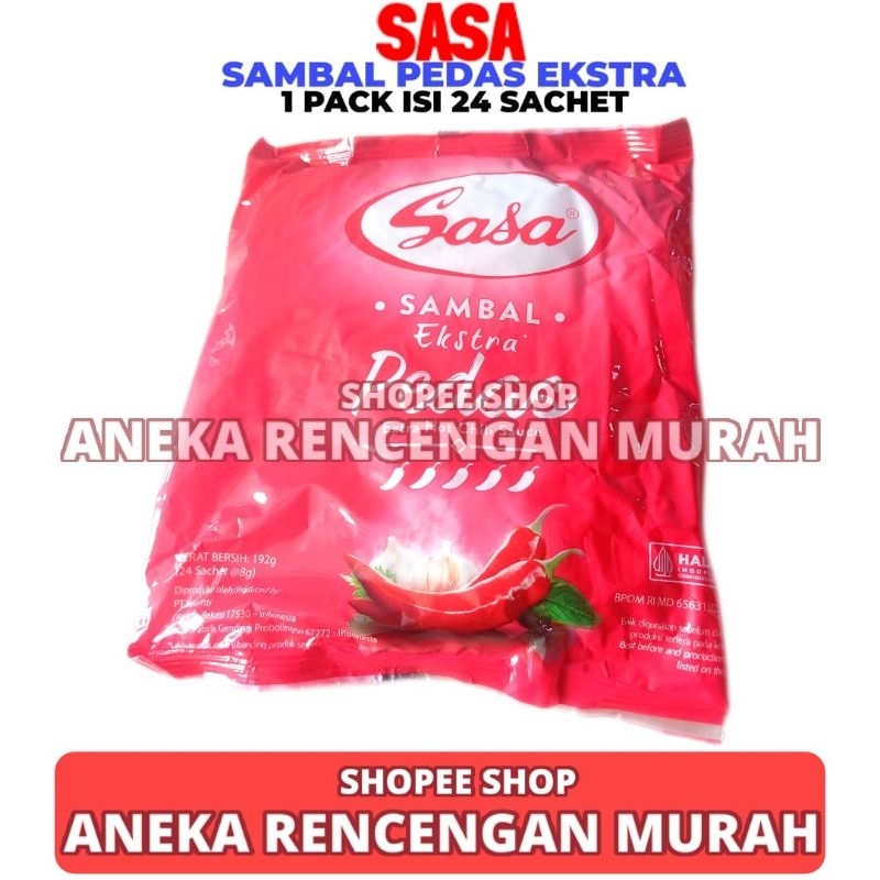 

Sasa Saos Sambal Ekstra Pedas 1 Pack Isi 24pcs 8gr