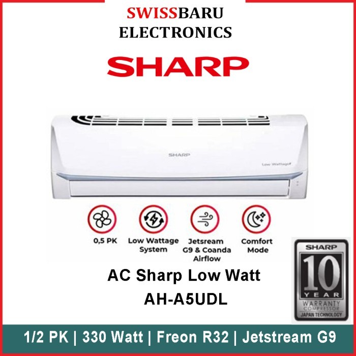 MANADO - AC Sharp A5UDL 1/2 PK Low Watt AH-A5UDL 1/2 PK (LENGKAP PASANG)