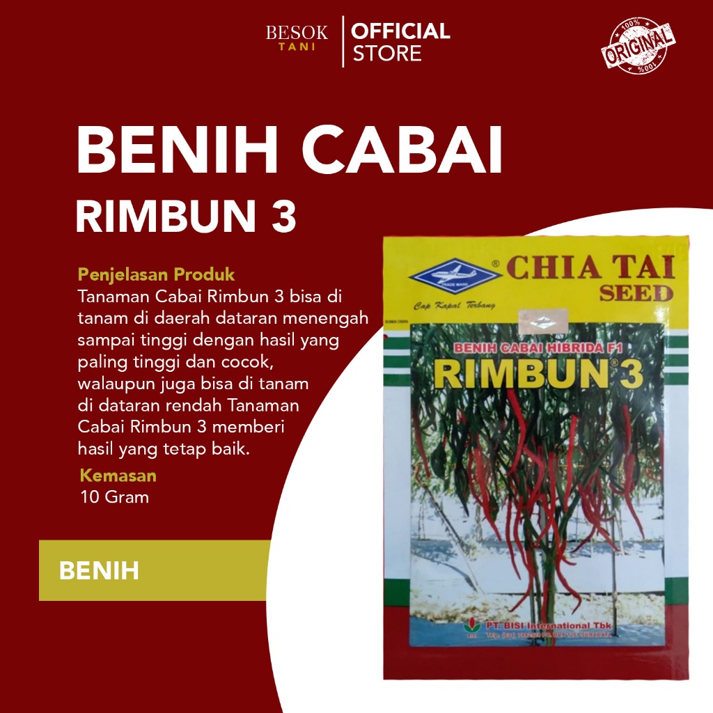 BENIH CABAI KERITING RIMBUN 3 10 Gram | Benih | Bisi Internasional